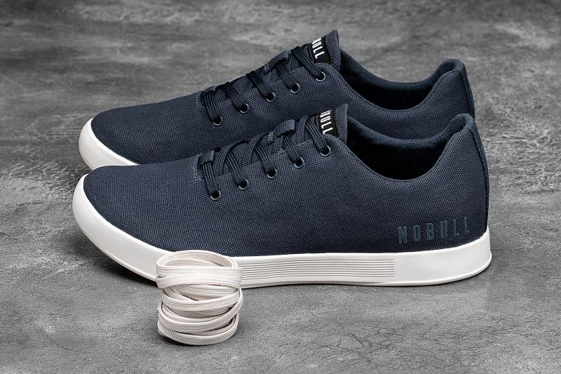 Women's Nobull Ivory Canvas Trainers Navy | SG X2935Y